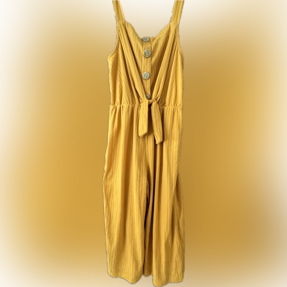 Yellow Pleated Tie-Waist Romper
